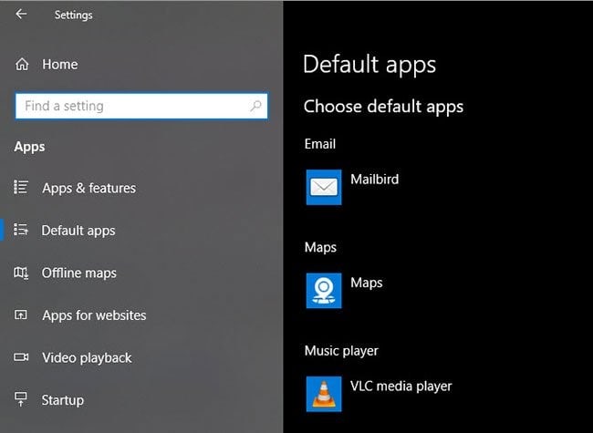 Adjust default apps